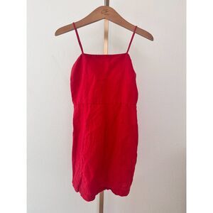 Zara Linen Cotton Blend Red Mini Dress Size Small Detailed Back